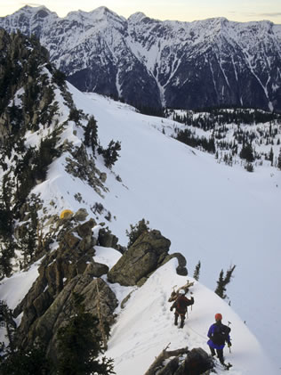 Climbers descending the Pfeifferhorn